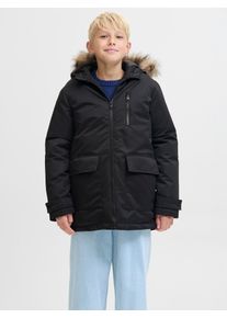 Jack & Jones Parka JACK & JONES JUNIOR "JJCHARLIE DETACHABLE FAUX FUR PARK JNR", Jungen, Gr. 164, schwarz, Web, Obermaterial: 100% Polyester, unifarben, regular fit, Jacken Parka