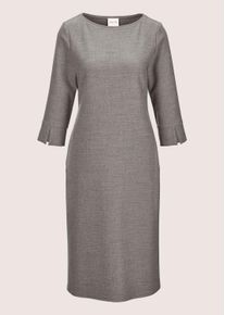 Madeleine Mode Sommerkleid MADELEINE "Kleid Elegantes Viskosekleid mit Rundhalsausschnitt", Damen, Gr. 40, N-Gr, grau (graphit, melange), Obermaterial: 62% Polyester PES. 26% Viskose CV. 9% Wolle WO. 3% Elasthan EL., Modern, normal, Kleider Sommerkleid