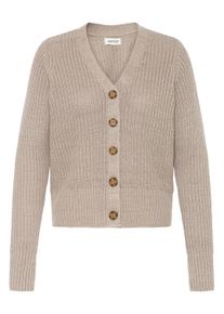 Strickjacke oxmo "Strickjacke OXFKANNA", Damen, Gr. XL, grau (moon rock), Obermaterial: 60% Baumwolle CO. 40% Polyacryl PAN., Strickjacken Strickjacke