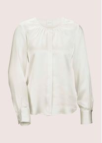 Madeleine Mode Langarmbluse MADELEINE "Bluse Elegante Seidenbluse mit verdeckter Knopfleiste", Damen, Gr. 46, wei&szlig; (wollwei&szlig;), Obermaterial: 100% Seide silk., Modern, normal, Blusen Langarmbluse