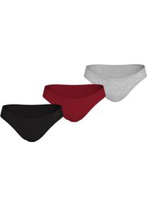 Bikinislip "BIKINI 3PK", Damen, Gr. XL (42/44), 3 Stk., schwarz (schwarz, juneberry, grau heather), Jersey, Obermaterial: 95% Baumwolle, 5% Elasthan, Calvin Klein Underwear, unifarben, k&ouml;rpernah, Unterhosen Bikinislip, mit Logo-Schriftzug