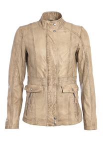 Langjacke Mustang "Lederjacke Jasmin", Damen, Gr. XS, beige, Obermaterial: 100% Schafsleder sheepskin. Futter: 100% Polyester PES., Jacken Langjacke