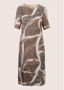 Madeleine Mode Midikleid MADELEINE "Kleid Kleid mit kurzen &Auml;rmeln", Damen, Gr. 34, N-Gr, wei&szlig; (perlwei&szlig;, taupe, multicolor), Obermaterial: 100% Viskose CV., Modern, normal, Kleider Midikleid