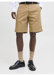 Jack & Jones Chinoshorts JACK & JONES "JPSTKARL BARRET CHINO SHORTS MID SN", Damen, Gr. XL, N-Gr, e.wood, Web, Obermaterial: 98% Baumwolle, 2% Elasthan, unifarben, weit kniebedeckend, Hosen Chinoshorts, mit Taschen