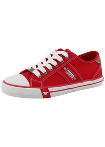 Sneaker Mustang Shoes "Winona", Damen, Gr. 40, rot, Baumwolle, Schuhe Sneaker, Freizeitschuh, Halbschuh, Schn&uuml;rschuh mit seitlichem Logoschriftzug