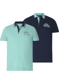 Poloshirt Jan Vanderstorm "Doppelpack Poloshirt TEOFIL", Herren, Gr. 7XL, blau (t&uuml;rkis dunkelblau), Obermaterial: 100% Baumwolle CO., Shirts Poloshirt