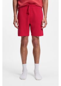 Pyjamashorts BOSS "Waffle Shorts", Damen, Gr. M, N-Gr, medium rot 610, Jersey, Obermaterial: 60% Baumwolle, 40% Polyester, lang, Hosen Pyjamashorts