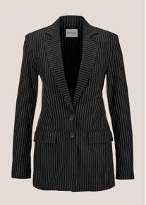 Madeleine Mode Longblazer MADELEINE "Blazer Langer, taillierter Blazer", Damen, Gr. 40, schwarz (schwarz, wollwei&szlig;), Obermaterial: 70% Viskose CV. 19% Polyamid PA. 8% Polyester PES. 3% Elasthan EL., Modern, normal, Blazer Longblazer