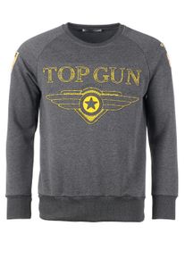 Sweatshirt Top Gun "Sweatshirt Dell TG20193011", Herren, Gr. L, grau (anthrazit), Obermaterial: 65% Baumwolle CO. 35% Polyester COOLMAX PES(Coolmax)., Sweatshirts Sweatshirt