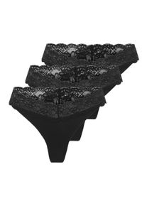 String Only "String ONLCHLOE LACE THONG 3er Pack", Damen, Gr. XL, schwarz, Obermaterial: 75% Polyamid PA. 25% Elasthan EL., Unterhosen String