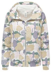 Sweatjacke Ragwear "Sweatjacke Fllawia Print", Damen, Gr. XL, beige (ivory), Obermaterial: 70% Baumwolle CO. 30% Polyester PES., Sweatjacken Sweatjacke