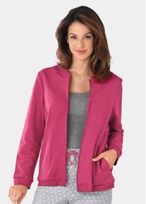 Fleecejacke GOLDNER "Langarm Baumwollj&auml;ckchen", Damen, Gr. 42, rot (bordeaux), Obermaterial: 95% Baumwolle CO. 5% Elasthan EL., Sportlich, weit, Homewear-Sets Fleecejacke, Blousonform