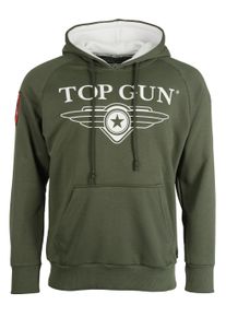 Kapuzensweatshirt Top Gun "Hoodie TG20201043", Herren, Gr. M, gr&uuml;n (olive), Obermaterial: 65% Baumwolle CO. 35% Polyester COOLMAX PES(Coolmax)., Pullover Kapuzensweatshirt