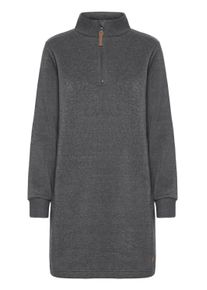 Sweatkleid oxmo "Sweatkleid OXMILLE", Damen, Gr. M, N-Gr, grau (dunkelgrau melange), Obermaterial: 55% Polyester PES. 45% Baumwolle CO., Kleider Sweatkleid
