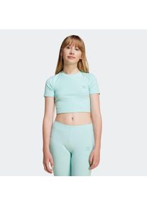 Tanktop adidas originals "RIB CROP TEE", M&auml;dchen, Gr. 170, blau (semi flash aqua), Obermaterial: 46% Baumwolle, 45% Viskose, 9% Elasthan, Tops Tanktop, eng anliegende Passform, sportlicher Stil, aus geripptem Material