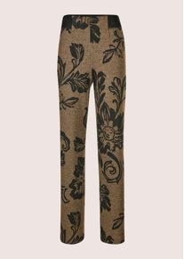 Madeleine Mode Jerseyhose MADELEINE "Jacquardhose Jacquardhose mit floralem Muster", Damen, Gr. 34, N-Gr, schwarz (schwarz, caramel), Obermaterial: 92% Polyester PES. 5% metallisierte Fasern MTF. 3% Elasthan EL., Hosen Jerseyhose