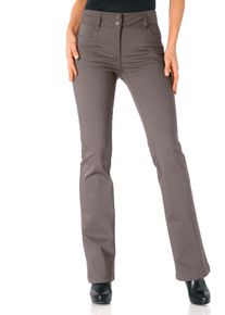 Bootcuthose Heine, Damen, Gr. 46, Normalgr&ouml;&szlig;en, grau (taupe), 48% Baumwolle, 45% Polyester, 7% Elasthan, Miedereinsatz:15% Elasthan, 85% Polyamid, unifarben, lang, Hosen Bootcuthose