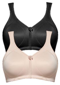 Entlastungs-BH SuSa "2er Pack Entlastungs BH Topsy Plus", Damen, Gr. 80, Cup D, bunt (schwarz cappuccino), Stoff, Obermaterial: 78% Polyamid PA. 22% Elasthan EL., BHs Entlastungs-BH
