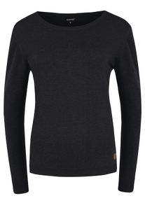 Strickfleece-Pullover oxmo "Strickpullover OXEdda", Damen, Gr. S, grau (dar grau m), Obermaterial: 70% Viskose CV. 30% Nylon NY., Pullover Strickfleece-Pullover