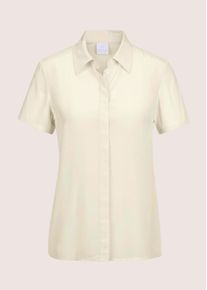 Madeleine Mode Kurzarmbluse MADELEINE "Hemdbluse Elegante Sommerbluse mit Hemdkragen", Damen, Gr. 36, wei&szlig; (perlwei&szlig;), Obermaterial: 100% Viskose CV., Modern, normal, Blusen Kurzarmbluse