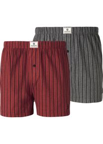 Boxershorts Jan Vanderstorm "2er Pack Boxershorts THURE", Herren, Gr. XL, rot (rot grau), Obermaterial: 52% Baumwolle CO. 43% Polyester COOLMAX PES(Coolmax). 5% Elasthan EL., Unterhosen Boxershorts