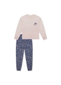 Schlafanzug Schiesser "Pyjama Teens Nightwear", M&auml;dchen, Gr. 140, schwarz (beige, blau), Obermaterial: 100% Baumwolle CO., Homewear-Sets Schlafanzug