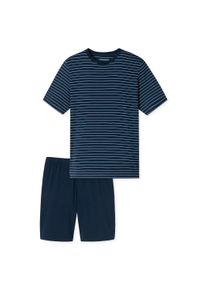 Schlafanzug Schiesser "Pyjama Casual Essentials", Damen, Gr. M, blau (dunkelblau), Obermaterial: 100% Baumwolle CO., Homewear-Sets Schlafanzug