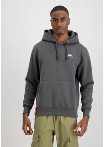 Hoodie Alpha Industries "Basic Hoodie SL", Herren, Gr. XS, grau (charcoal heather, wei&szlig;), Obermaterial: 80% Baumwolle, 20% Polyester, regular fit, Sweatshirts Hoodie