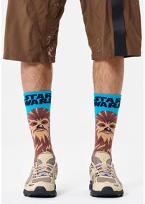Langsocken Happy Socks, M&auml;dchen, Gr. 36 (40), bunt (braun, navy), Baumwolle, Elasthan, Polyamid, bestickt, mehrfarbig, Socken Langsocken, mit Chewbacca-Stickerei