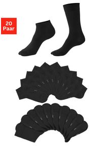 H.I.S. Basicsocken H.I.S, Damen, Gr. 39-42, 20x schwarz, Baumwollmischung, unifarben, elastisch, Socken Basicsocken, zwei L&auml;ngen im Kombi Pack