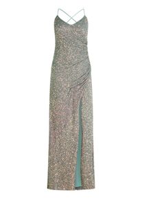 Abendkleid Vera Mont "Abendkleid figurbetont", Damen, Gr. 40, EURO, blau (blau gemustert), 95% Polyester PES. 5% Elasthan EL., Kleider Abendkleid