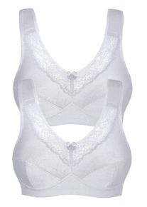 Entlastungs-BH SuSa "2er Pack Entlastungs BH ohne B&uuml;gel Basic", Damen, Gr. 80, Cup C, wei&szlig; (wei&szlig; wei&szlig;), Obermaterial: 55% Polyamid PA. 39% Baumwolle CO. 6% Elasthan EL., BHs Entlastungs-BH