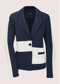 Madeleine Mode Langarmshirt MADELEINE "Blazer Elegante Businessjacke mit Kontrasten", Damen, Gr. 40, blau (marine, wollwei&szlig;), Obermaterial: 85% Baumwolle CO. 15% Polyester PES., Modern, Shirts Langarmshirt, Asymmetrische Blocktreifen