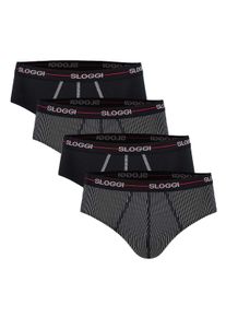 Slip Sloggi "Slip Start midi C4P box 4er Pack", Herren, Gr. XXL, schwarz (schwarz, dunkelgrau), Obermaterial: 96% Baumwolle CO. 4% Elasthan EL., Unterhosen Slip