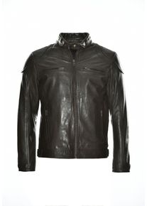 Bikerjacke JCC "Lederjacke 31020350", Herren, Gr. 58, braun (schwarz braun), Obermaterial: 100% Lammleder LEL. Futter: 100% Polyester PES., Jacken Bikerjacke