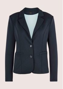 Madeleine Mode Jackenblazer MADELEINE "Blazer Jersey-Blazer in modischer Kurzform", Damen, Gr. 34, blau (marine), Obermaterial: 77% Polyester PES. 15% Viskose CV. 8% Elasthan EL., Modern, tailliert, Blazer Jackenblazer, Jersey Blazr, Koffertauglich