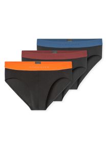 Slip Schiesser "Slip 3PACK Rio-Slip 3er Pack", Herren, Gr. M, bunt (schwarz, rot, orange), Obermaterial: 95% Baumwolle CO. 5% Elasthan EL., Unterhosen Slip