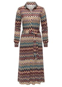 Blusenkleid Ragwear "Blusenkleid Plantee Print", Damen, Gr. L, N-Gr, beige (sand26), Obermaterial: 95% Viskose CV. 5% Elasthan EL., Kleider Blusenkleid