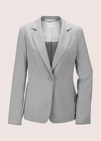 Madeleine Mode Jackenblazer MADELEINE "Blazer Einreihiger Blazer", Damen, Gr. 46, grau (steingrau, melange), Obermaterial: 64% Wolle WO. 32% Polyester PES. 4% Elasthan EL., Modern, normal, Blazer Jackenblazer