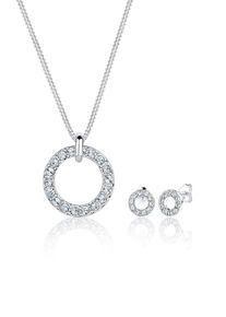 Ohrring und Ketten Set Elli "Schmuckset Kreis Ohrring Halskette Set 925 Silber, mit Kristallen von Swarovski" Gr. 45, silber, Schmuck_Sets, Damen, 45, Ohrring und Ketten Set