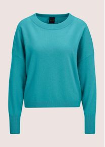 Madeleine Mode Longpullover MADELEINE "Strickpullover Kaschmir Pullover mit Rundhalsausschnitt", Damen, Gr. 48, blau (aqua), Obermaterial: 90% Schurwolle WV. 10% Kaschmir WS., Modern, normal, Pullover Longpullover, Oversized Look