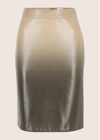 Madeleine Mode Sommerrock MADELEINE "Lederrock Eleganter Rock aus Leder-Imitat", Damen, Gr. 44, beige (beige, bleigrau), Obermaterial: 100% Polyester PES., Modern, R&ouml;cke Sommerrock