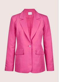 Madeleine Mode Longblazer MADELEINE "Blazer Longblazer", Damen, Gr. 38, rot (korallenpink), Obermaterial: 52% Viskose CV. 48% Leinen LI., Modern, normal, Blazer Longblazer