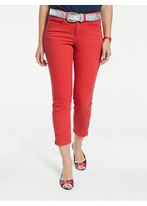 3/4-Hose Heine, Damen, Gr. 46, Normalgr&ouml;&szlig;en, rot (hibiskus), 98% Baumwolle, 2% Elasthan, Miedereinsatz:15% Elasthan, 85% Polyamid, unifarben, 7/8-L&auml;nge, Hosen 3/4-Hose