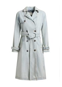 Langmantel Khujo "Trenchcoat Hera", Damen, Gr. XS, blau (bleached blau), Obermaterial: 100% Baumwolle CO. Obermaterial: Futter: 100% Polyester PES., M&auml;ntel Langmantel
