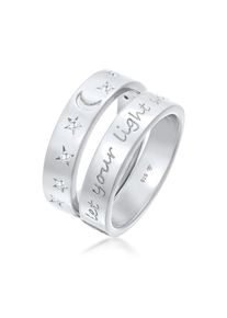 Ring-Set Elli "Ring Mond Stern - Let Your Light Shine 925 Silber" Gr. 52, silber, Fingerringe, Damen, 52,mit Stein, Silber 925 (Sterlingsilber), 5mm, Ring-Set