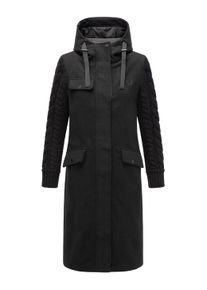 Kurzmantel Navahoo "Wintermantel Knit Babe 14", Damen, Gr. M, schwarz, Obermaterial: 95% Polyester PES. 3% Viskose CV. 2% Modacryl MAC. Obermaterial: Futter: 100% Polyester PES., M&auml;ntel Kurzmantel