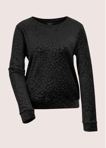 Madeleine Mode Langarmshirt MADELEINE "Sweatshirt Langarm Animal-Print Pullover", Damen, Gr. 42, schwarz, Obermaterial: 90% Polyester PES. 10% Elasthan EL., Modern, Shirts Langarmshirt