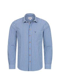 N&uuml;bler Trachtenhemd N&Uuml;BLER "Trachtenhemd Langarm Harry", Herren, Gr. M, EURO, blau, Obermaterial: 70% Baumwolle CO. 30% Polyester PES., Hemden Trachtenhemd