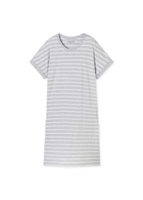 Nachthemd Schiesser "Nachthemd", Damen, Gr. XXL, N-Gr, grau (grau, wei&szlig;), Obermaterial: 100% Baumwolle CO., Kleider Nachthemd